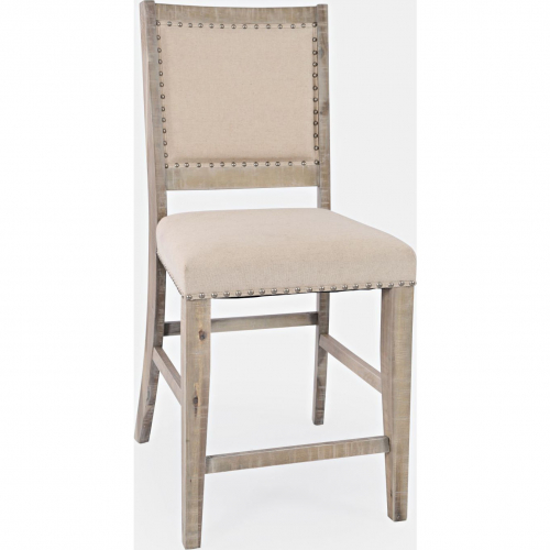 Fairview Counter Stool in Distressed Ash Finish & Cream Fabric (Set of 2)